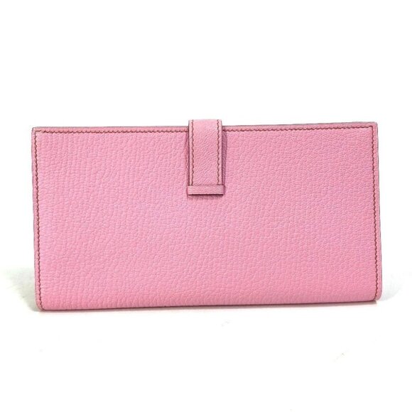 HERMES Bearn Souffle Two fold Long Wallet Chevre pink/SilverHardware - Picture 3 of 14